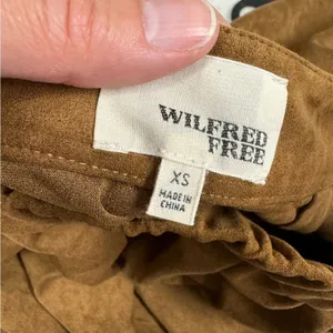 Aritzia Wilfred Free Brown Wrap Mini Skirt Womens XS Faux Suede Date Night thumbnail 8