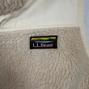 L.L. Bean Large Sherpa Fleece Vest Mountain Classic Beige Cream Full Zip 519066 thumbnail 4