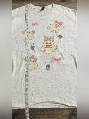 Gildan Light Gray Tee with Pink Bow Ghosts thumbnail 7