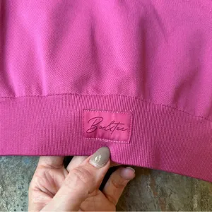 Bo+Tee One Shoulder Sports Bra Women’s Size Medium Pink thumbnail 2