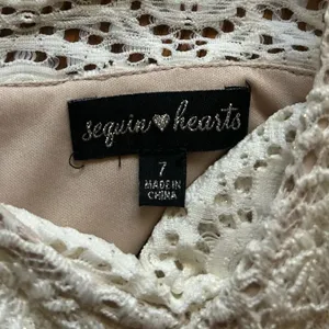 Sequin Hearts Glitter White Lace Mini Dress Junior’s Size 7 With Padded Bra NWOT thumbnail 3