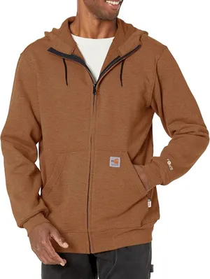 Carhartt FR Flame Resistant Zip Hoodie Brown CAT 3 NFPA 70E Mens Size M Tall thumbnail 1