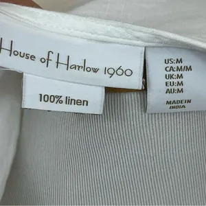 House of Harlow 1960 White Linen Embroidered Boxy Fit Top M thumbnail 3