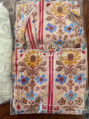 Hill house home The Iris Dress Floral Stripe Midi Dress in Peach Pink, S thumbnail 5