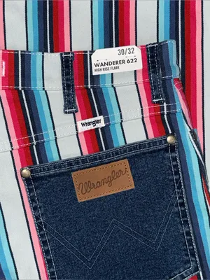 Wrangler NWT High Rise Multicolored Striped Flare Jeans Sz 30 x 32 Retro Western thumbnail 7
