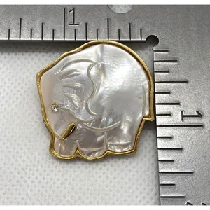 Vintage AD 2004 Gold Tone Mother‎ of Pearl & CZ Elephant Pin Brooch Animal Cute thumbnail 6
