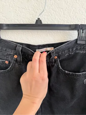 Levi's‎ Ribcage Skirt Denim Jean Black Frayed Hem Mini Skirt Size 28 thumbnail 3