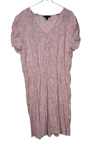 Banana Republic Womens Midi Dress Ruched Sleeve Dainty Floral V-Neck Summer XL thumbnail 1