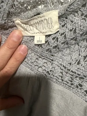 Sweet Wanderer Light‎ Gray Crochet Yoke Blouse thumbnail 2