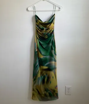 ZARA Printed Strapless Dress Fitted thumbnail 2