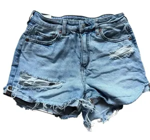 Womens American Eagle Light Wash High Rise Distressed Mom Denim Jean Shorts Sz 4 thumbnail 1