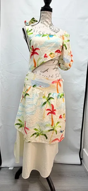 Farm Rio Asymmetric Cut-Out Tropical Dress Size XS - Skirt Altered/Modified thumbnail 1