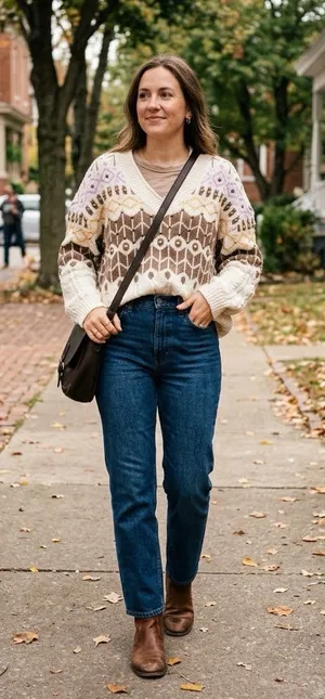 Pol x Anthropologie V Neck Studded Geometric Oversized Knit Sweater Large thumbnail 1