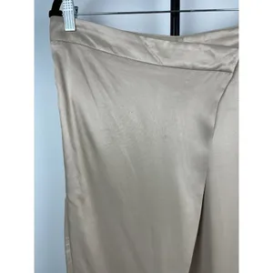 Zara Woman SS23 Tan Satin Effect Blend Drape Pareo Wide Leg Pants Ecru Size‎ L thumbnail 3