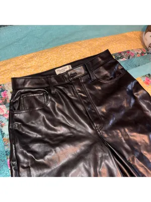 Abercrombie & Fitch 30/10L The '90s Straight Ultra High Rise Faux Leather Pants thumbnail 3