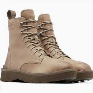 Sorel Hi-Line Platform Leather Combat Boots Omega Taupe Major Size 7 / 38 EU thumbnail 1