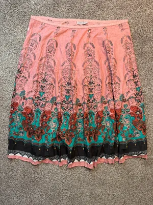 NWT Overdrive Plus 2X Boho Floral Crinkle Cotton Maxi Skirt Sequin Festival thumbnail 2