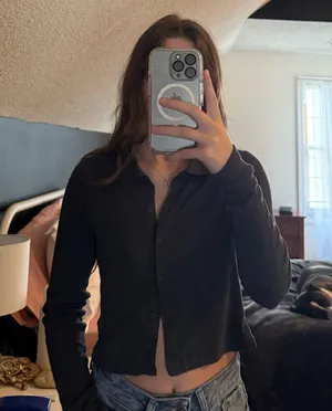 American Eagle Outfitters Cropped Button Up thumbnail 1