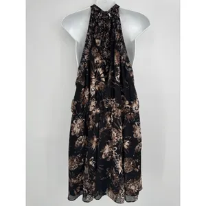 Free People Katerina Mini Dress Large Black‎ Floral Halter Neck Boho Party Chic thumbnail 8