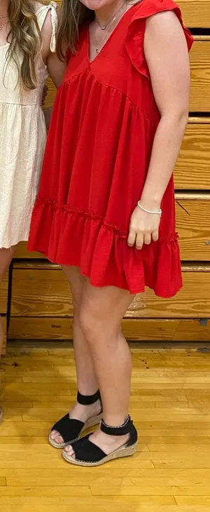 Red Ruffle Altar'd State Mini Dress thumbnail 1