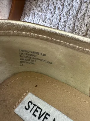 Steve Madden Carrine Metallic Gold Leather Loafers Goldtone Horsebit Buckle 9.5 thumbnail 7