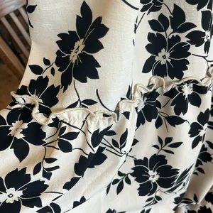 Maxi Skirt Cream Black Floral High Waist Flowy thumbnail 6