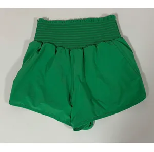Aerie Offline Green Shirred High Rise Athletic Shorts Bottoms Size S 💚✨ thumbnail 3