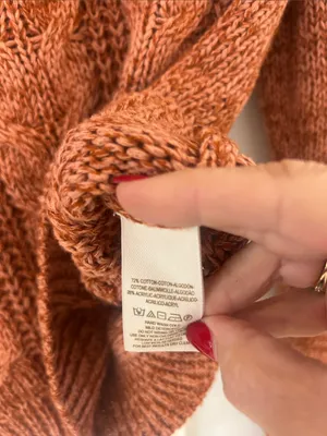 EUC Free People Medium Cable Knit Cotton Acrylic Sweater Burnt Orange thumbnail 4