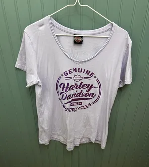 Genuine Harley Davidson Fort‎ Bragg Fayetteville NC Purple V-Neck Tee L thumbnail 1
