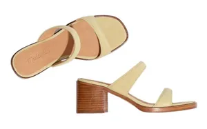 Madewell Leather Pale Lichen The Saige Double Strap Slide‎ Heel Sandals Size 10 thumbnail 1