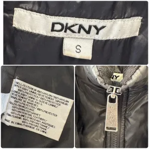 DKNY Women's Black Hooded Long Puffer Coat Down Fill Fleece Lined Jacket Small thumbnail 7