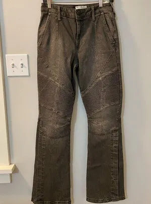 People Vector Moto Mid Rise Flare Jeans SZ 27 Stonewashed Black thumbnail 1