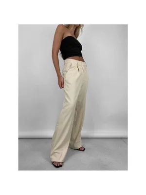 Vamp Official Relaxed Wide Leg Trouser Pants Cream Women’s Size S‎ thumbnail 4
