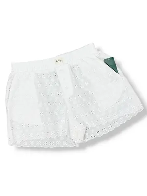 Wild Fable Eyelet Scallop Hem Boxer Shorts White XS‎ Cottagecore Elastic Pull On thumbnail 13