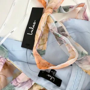 Lulus Playfully Posh Blue Floral Organza Tie-Strap Tiered Midi Dress Medium NWT thumbnail 9