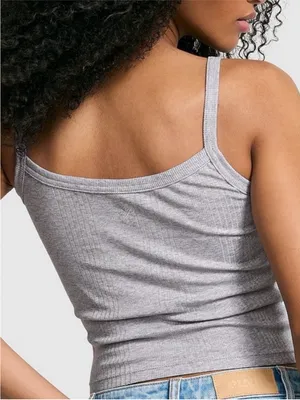 VICTORIA’S SECRET PINK Multi Rib Cami Tank Medium Grey Scoop Neck Fitted XL thumbnail 2