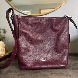 Coach Val Duffle Bag Berry Purple Pebbled Leather Crossbody C2818 thumbnail 1