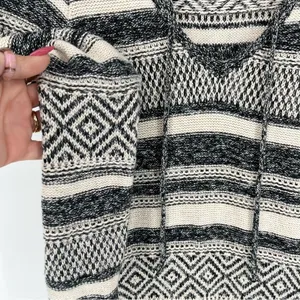 Hollister Long Sleeve Sweater Dress S Black White Fair Isle Boho Cabincore Fall thumbnail 4