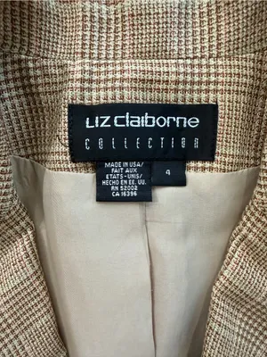 Liz Claiborne Collection Beige/Tan Glen Plaid Women's Blazer Jacket thumbnail 3