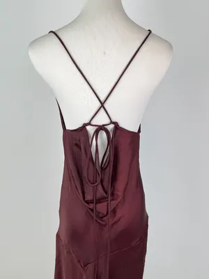 NWOT Farm Rio Ruffled Sleeveless V-Neck Maxi Dress Burgundy Size M thumbnail 10