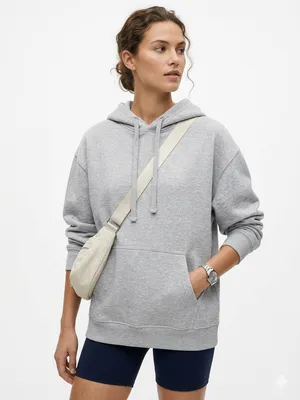 Essential Sport Chic Oversized Hoodie in Heather Gray-S thumbnail 4