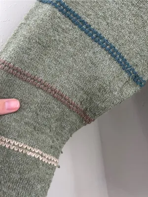 Pulse Olive Green Crewneck Sweater with Stripes Casual Fall Comfy XL thumbnail 7