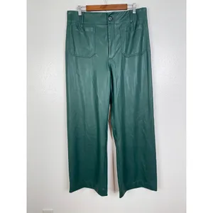 Maeve Anthro The Colette Full Length Faux Leather Pants Muted Aqua Teal Size 33 thumbnail 2
