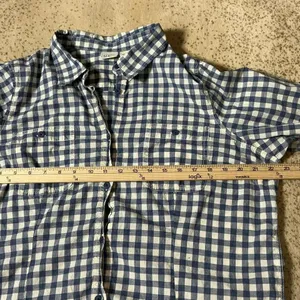 LL Bean Womens XL Blue White‎ Gingham Cotton Button Down Shirt 272187 thumbnail 4