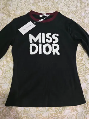 Christian Dior Miss Dior Black Long Sleeve Top Burgundy Trim thumbnail 6