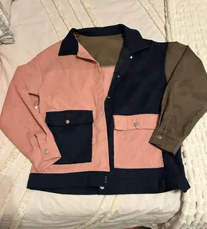 Color Block Corduroy Jacket Pink Size M thumbnail 3