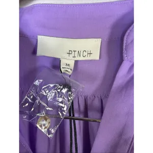 Pinch Mini Dress Womens Med Purple Pleated Puff Sleeve Boho Preppy smocked NWT thumbnail 11