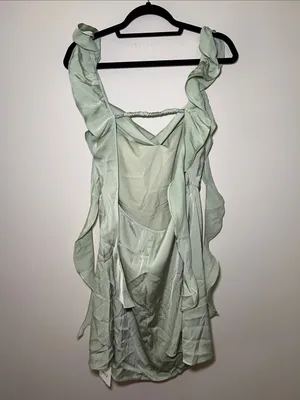 Cider Green Ruffled Sweetheart Neckline Mini Dress thumbnail 5
