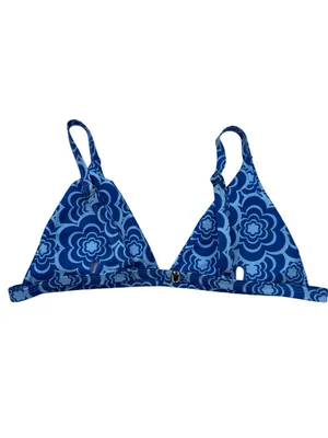 Blue Retro Floral Cheeky Bikini Set XL High Leg Triangle Swimwear Y2K Boho Beach thumbnail 13