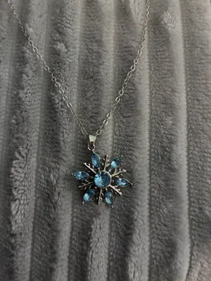 Snowflake Necklace 925 Sterling Silver Blue Snowflake Pendant Christmas Necklace for Women Holiday Birthday Gifts thumbnail 2